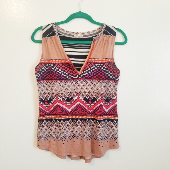 Anthropologie Tops - Anthropologie Meadow Rue Tan Striped Tank Top